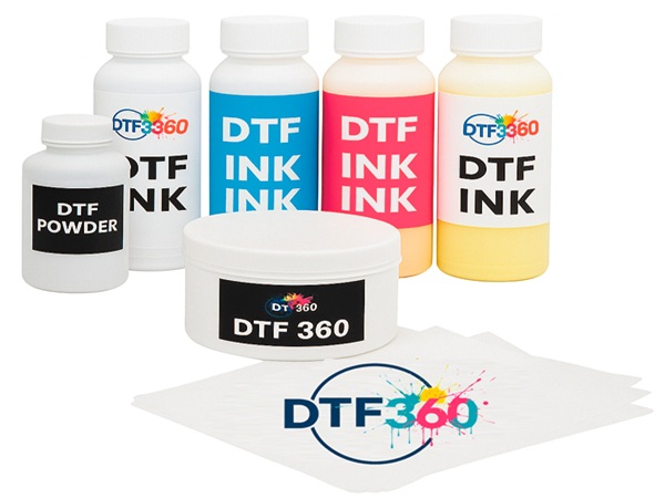 Conjunto de tintas, filmes e poliamida DTF premium